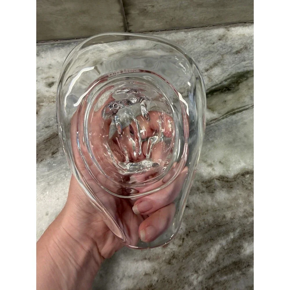 Vintage Signed Ralph Lauren Lead Crystal Glass Cowboy Hat Decorative Paperweight - Picture 5 of 9